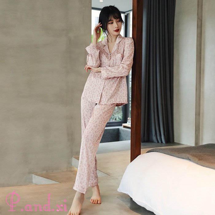 ルームウェア 長袖 レディース 上下セット パジャマ 前開き 部屋着 2点セット セックス セットアップ 着心地良い 上下 ヒョウ柄 パンツ 