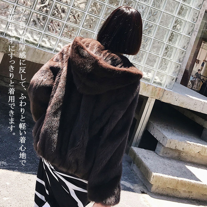 ファーコート レディース 毛皮コート ミンク レディースファー フェイクファー フード付き 大きいサイズ 防寒 冬服 暖かい アウター 優雅 ショートコート 