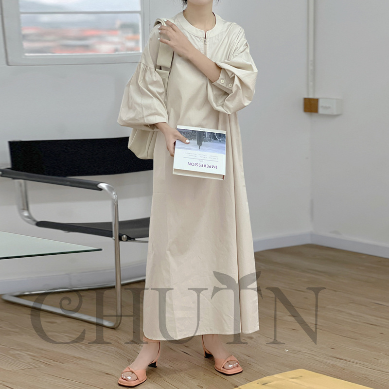 夏ワンピース レディース 40代 シャツワンピース 長袖 Uネック 30代 韓国セクシー 通勤 春夏 新作 着痩せ ロングワンピース 50代 ミモレワンピ きれいめ シャツ 