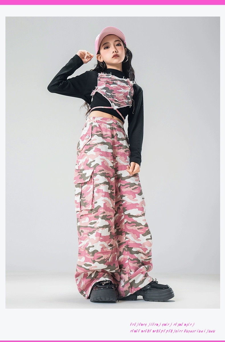 ダンス衣装 セットアップ ガールズ ヒップホップ ファッション K-POP ビスチェ デニム ダンスウェア 黒 デニムパンツ ベスト 韓国 