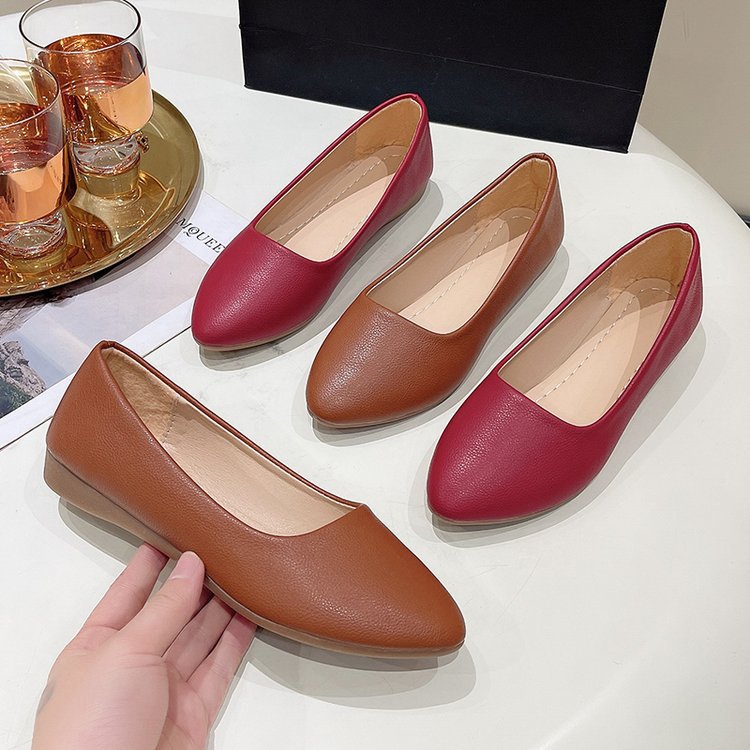 フラットパンプス 痛くない ペタンコ ぺたんこ レディース 靴 滑り止め ローヒール 歩きやすい バレエポインテッドトゥパンプス 