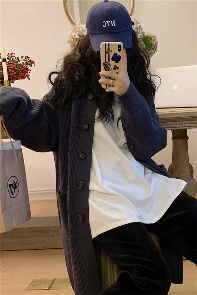 ニットカーディガン レディース ロングカーディガン 長袖 ハイネック 羽織り 送料無料 カジュアル 厚手 秋冬 体型カバーレトロ シングル ロングアウター 