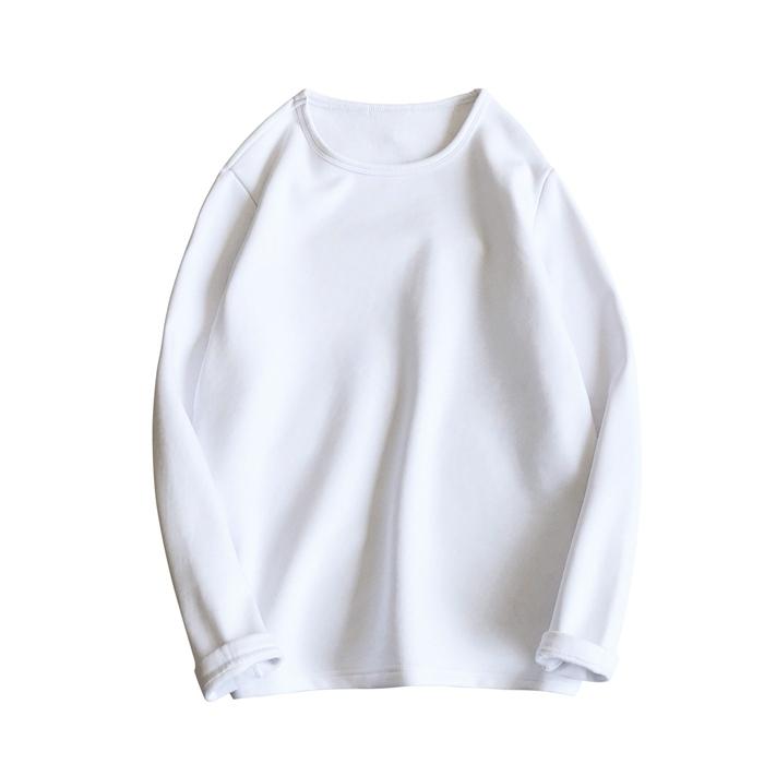 Tシャツ 長袖 無地 メンズ トップス インナー 2TYPE 裏フクルーネック おしゃれ Vネック 暖か 秋冬 