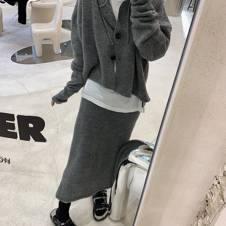 セットアップ レディース 韓国 ニット ニットアップ スカート フーディー 冬 長袖 秋 ミモレ丈 ニットスカート カーディガン コーディネイト 