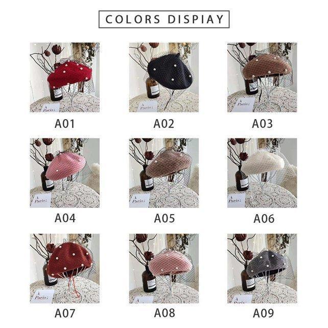 ベレー帽 帽子 パールベレー帽 パール付き ベレー レディース 春秋冬 レース きれいめ ビーズ おしゃれ ウール混 女性用 あったか 