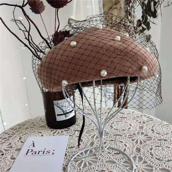 ベレー帽 帽子 パールベレー帽 パール付き ベレー レディース 春秋冬 レース きれいめ ビーズ おしゃれ ウール混 女性用 あったか 