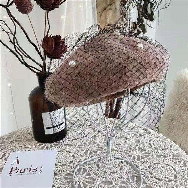 ベレー帽 帽子 パールベレー帽 パール付き ベレー レディース 春秋冬 レース きれいめ ビーズ おしゃれ ウール混 女性用 あったか 