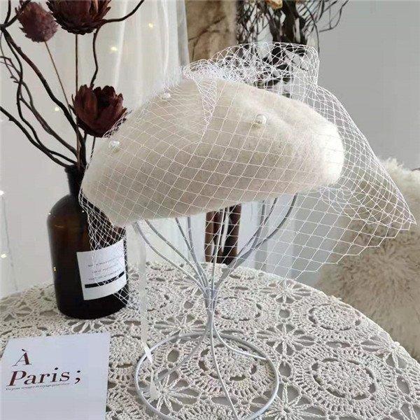 ベレー帽 帽子 パールベレー帽 パール付き ベレー レディース 春秋冬 レース きれいめ ビーズ おしゃれ ウール混 女性用 あったか 