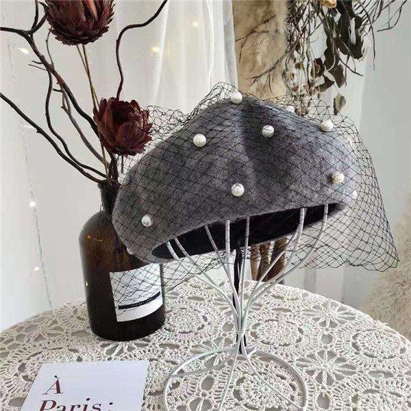 ベレー帽 帽子 パールベレー帽 パール付き ベレー レディース 春秋冬 レース きれいめ ビーズ おしゃれ ウール混 女性用 あったか 