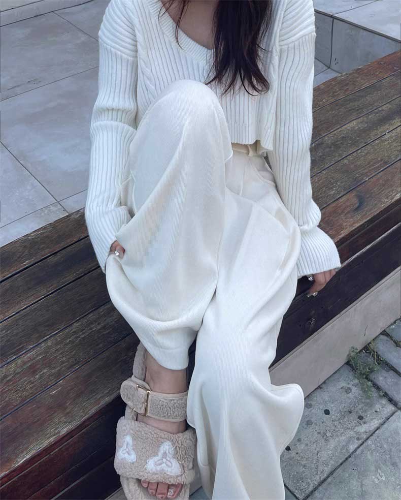 ワイドパンツ レディース 韓国 冬用 裏起毛 コーデュロイ ロング丈 ハイウエスト 厚手 おしゃれ 秋冬 冬 大人 あったか 暖かい 着やせ 秋 