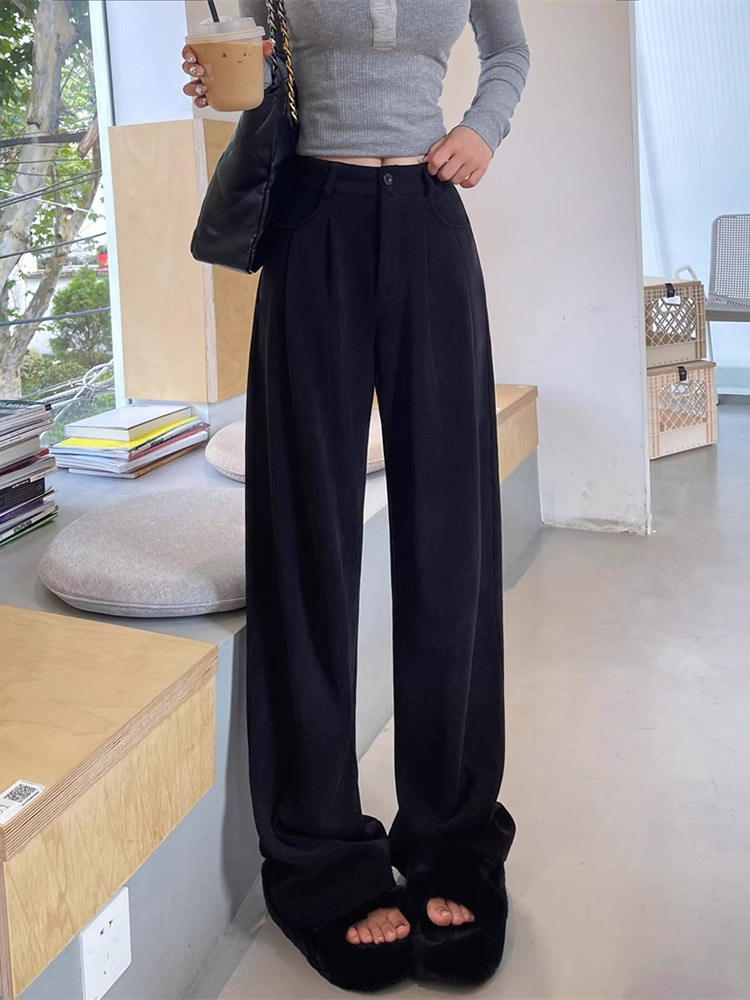 ワイドパンツ レディース 韓国 冬用 裏起毛 コーデュロイ ロング丈 ハイウエスト 厚手 おしゃれ 秋冬 冬 大人 あったか 暖かい 着やせ 秋 