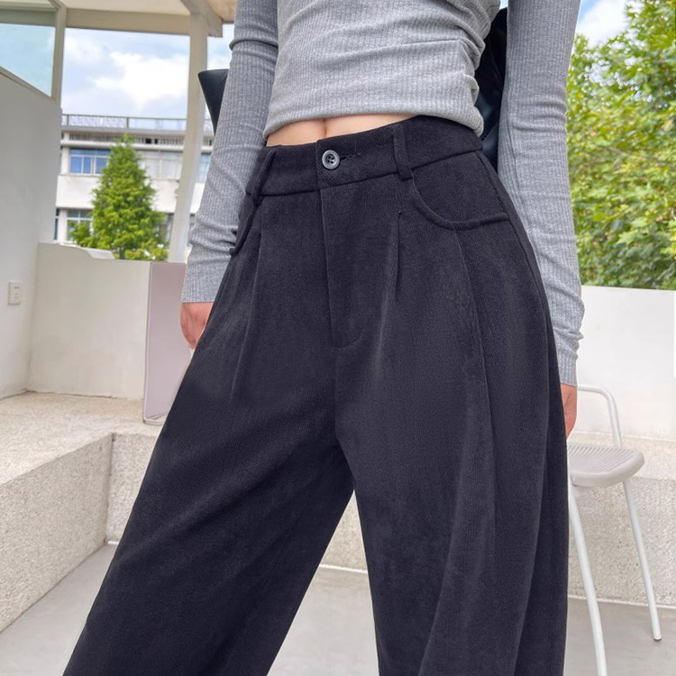 ワイドパンツ レディース 韓国 冬用 裏起毛 コーデュロイ ロング丈 ハイウエスト 厚手 おしゃれ 秋冬 冬 大人 あったか 暖かい 着やせ 秋 