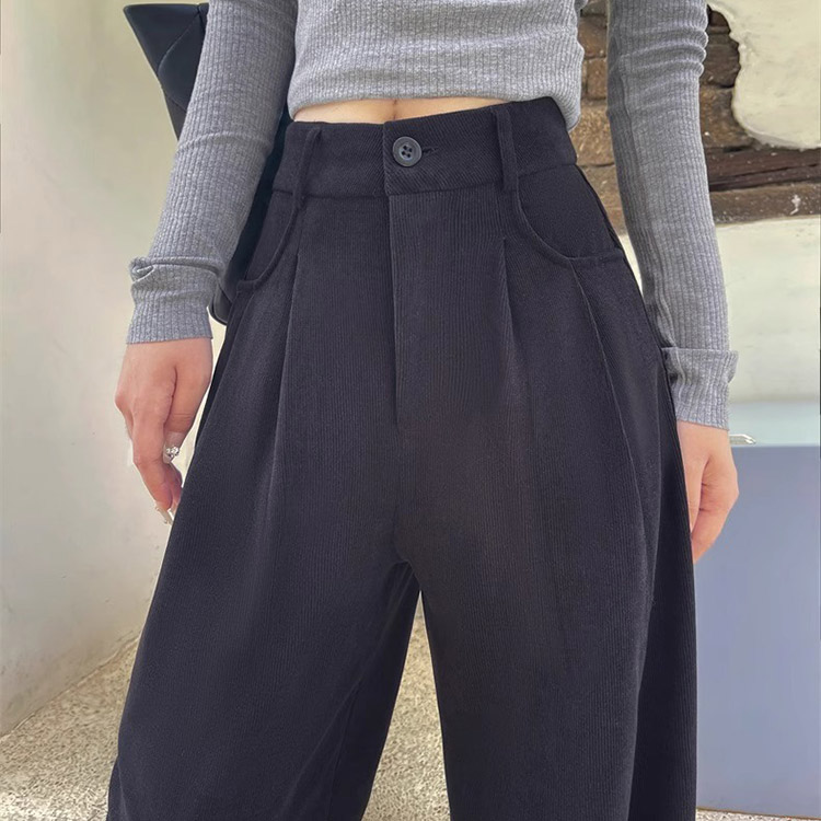 ワイドパンツ レディース 韓国 冬用 裏起毛 コーデュロイ ロング丈 ハイウエスト 厚手 おしゃれ 秋冬 冬 大人 あったか 暖かい 着やせ 秋 