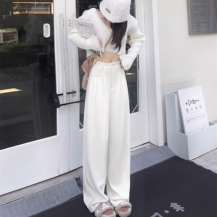 ワイドパンツ レディース 韓国 冬用 裏起毛 コーデュロイ ロング丈 ハイウエスト 厚手 おしゃれ 秋冬 冬 大人 あったか 暖かい 着やせ 秋 