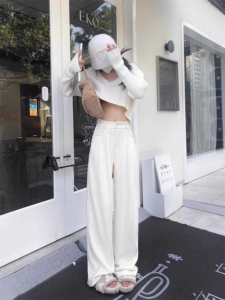 ワイドパンツ レディース 韓国 冬用 裏起毛 コーデュロイ ロング丈 ハイウエスト 厚手 おしゃれ 秋冬 冬 大人 あったか 暖かい 着やせ 秋 