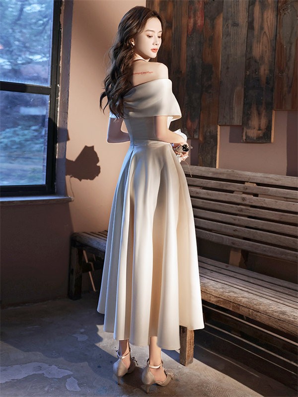 パーテイードレス ワンピース ミモレ丈ドレス 着痩せ 発表会 演奏会 二次会 ファスナー ミモレ丈 長袖 エレワンピース 