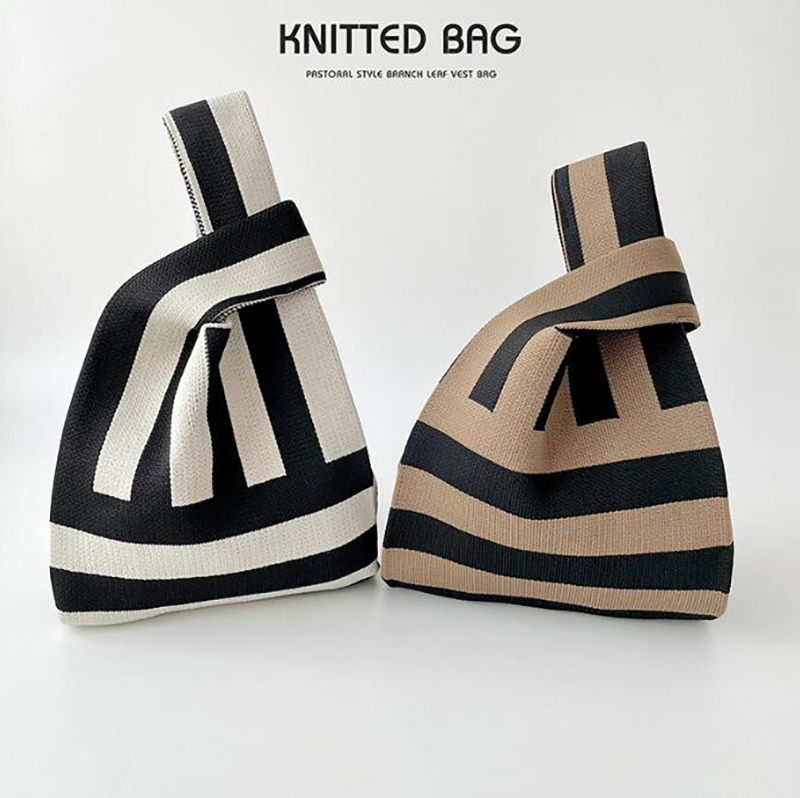 4色 ニットバッグ レディー ス マルシェバック ニット ハンドバ サブバ 可愛い バッグ ッグ 縦型 編み 2023秋 かばん ッグ トバッグ トー ミニバック 