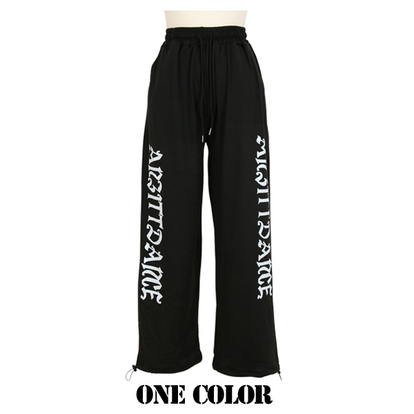 ワイドパンツ ジャージパンツ ロゴプリント サイドプリント ビッグロゴ 黒 ストレッチ ダンス 大きいサイズ 韓国 ヒップホップ パンツ コスチューム 衣装 
