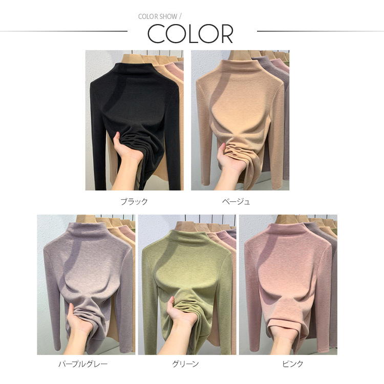 ハイネック インナー レディース カットソー 裏起毛 極暖 冬 秋冬 大きいサイズ シルク カシミヤ ヒートインナー 秋 トップスTシャツ 長袖 