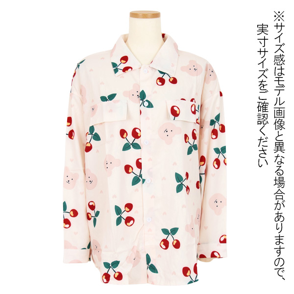 柄シャツ くま柄 チェリー柄 長袖 シャツ かわいい 春服 トップス ピンク コスチューム 韓国 キッズ風 サクランボ柄 大きいサイズ個性的 ダンス 衣装 