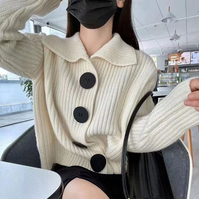 カーディガン レディース ニットカーデ ニットショート丈 カーディガン 長袖 オシャレ 秋冬 ゆったり ファッション アウター 送料無料 ボダン 韓国 セーター 