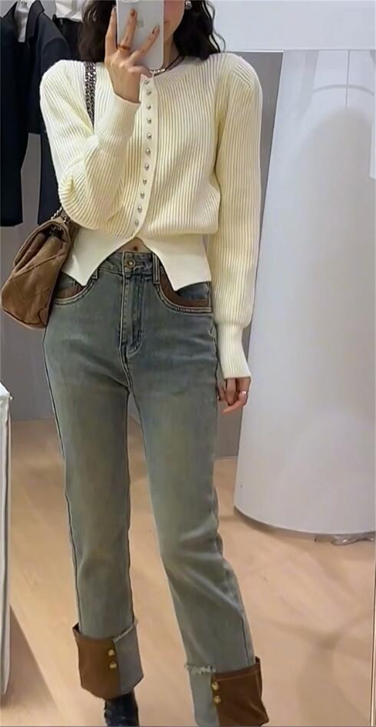 セーター カーディガン レディース 秋 冬 ニット カーデ ボタン フレンチスリーブ 長袖 可愛い おしゃれ ニットカーディガン トップス ラウンドネック きれいめ 