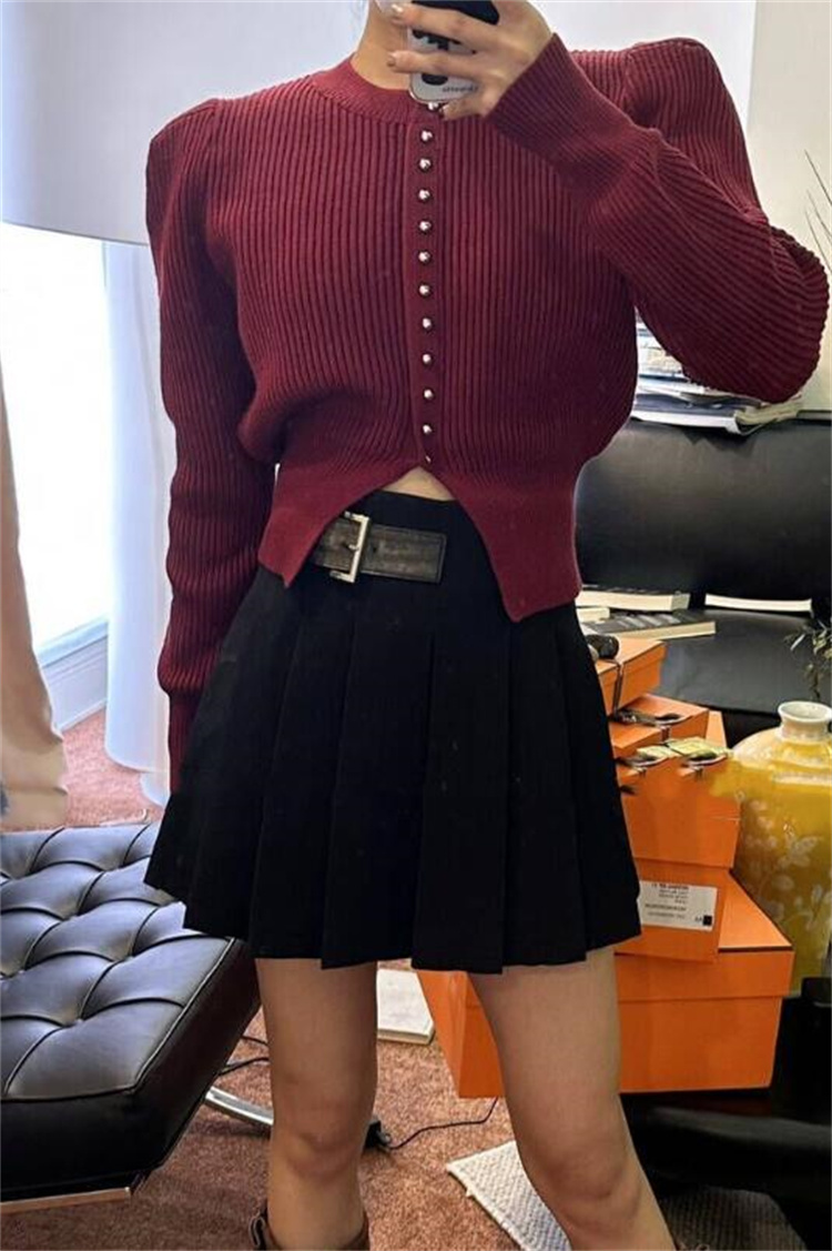 セーター カーディガン レディース 秋 冬 ニット カーデ ボタン フレンチスリーブ 長袖 可愛い おしゃれ ニットカーディガン トップス ラウンドネック きれいめ 