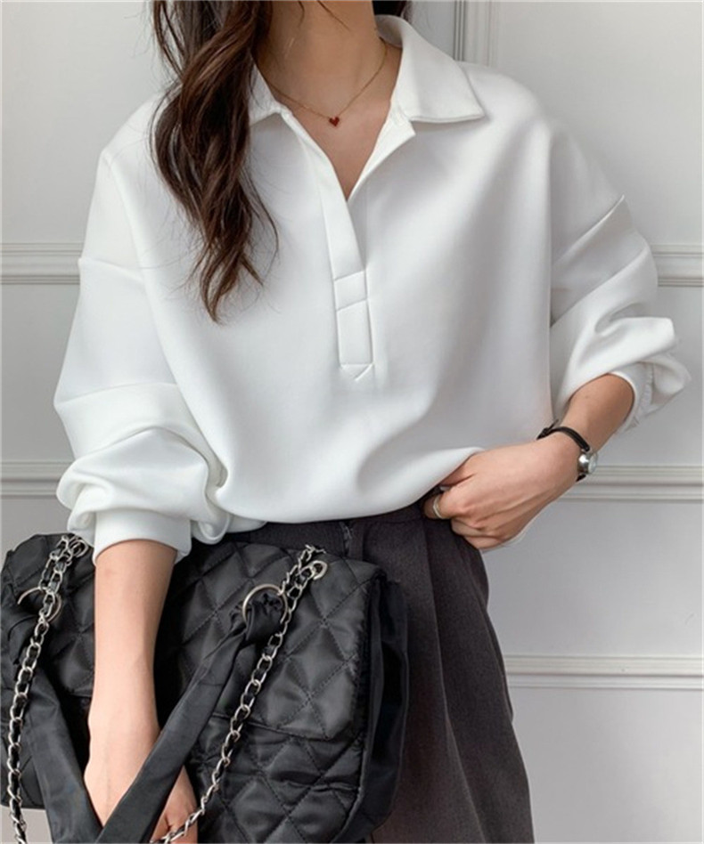 エアレイヤースウェットシャツ日本と韓国スタイルのカジュアルスペースコットンラペルトップ ゆったりとしたデザイン  