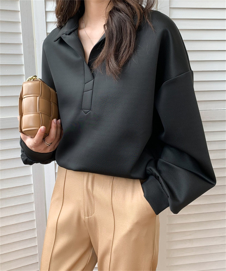 エアレイヤースウェットシャツ日本と韓国スタイルのカジュアルスペースコットンラペルトップ ゆったりとしたデザイン  