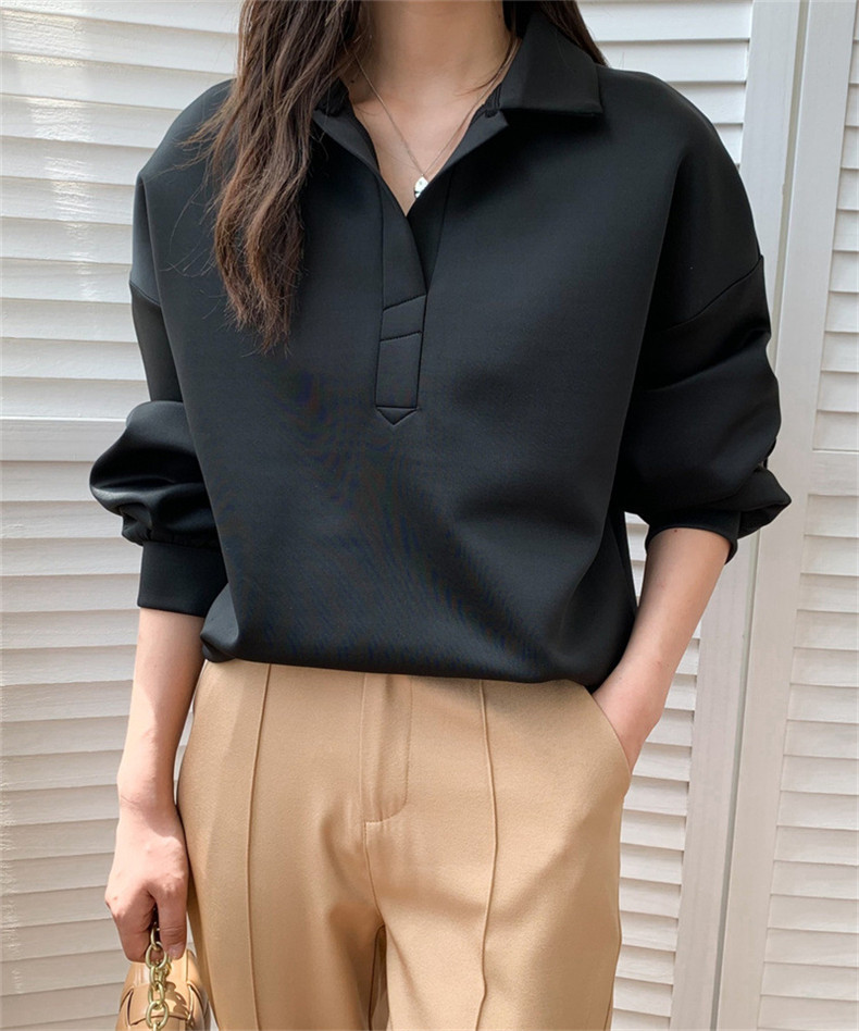 エアレイヤースウェットシャツ日本と韓国スタイルのカジュアルスペースコットンラペルトップ ゆったりとしたデザイン  