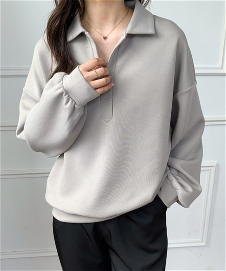 エアレイヤースウェットシャツ日本と韓国スタイルのカジュアルスペースコットンラペルトップ ゆったりとしたデザイン  