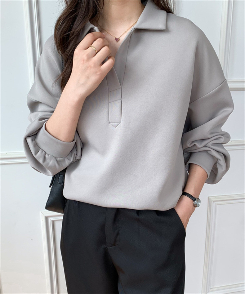 エアレイヤースウェットシャツ日本と韓国スタイルのカジュアルスペースコットンラペルトップ ゆったりとしたデザイン  