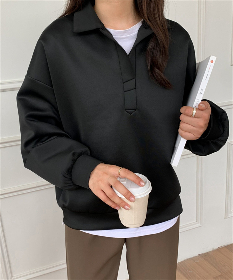 エアレイヤースウェットシャツ日本と韓国スタイルのカジュアルスペースコットンラペルトップ ゆったりとしたデザイン  