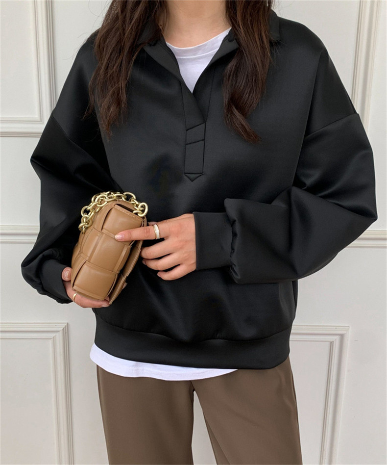 エアレイヤースウェットシャツ日本と韓国スタイルのカジュアルスペースコットンラペルトップ ゆったりとしたデザイン  