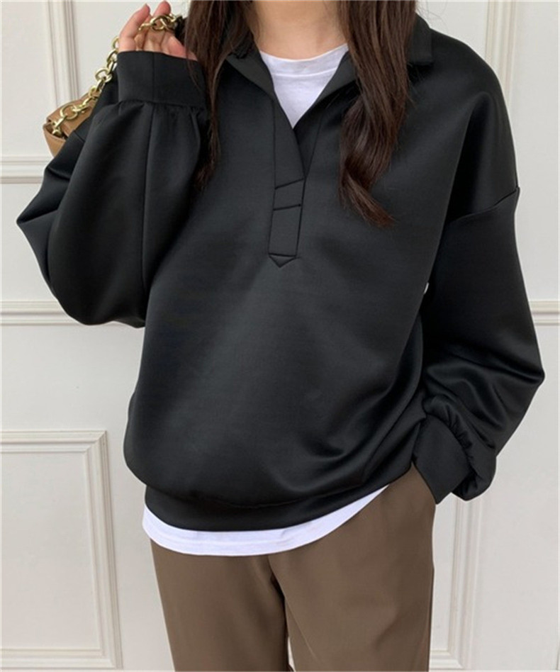 エアレイヤースウェットシャツ日本と韓国スタイルのカジュアルスペースコットンラペルトップ ゆったりとしたデザイン  