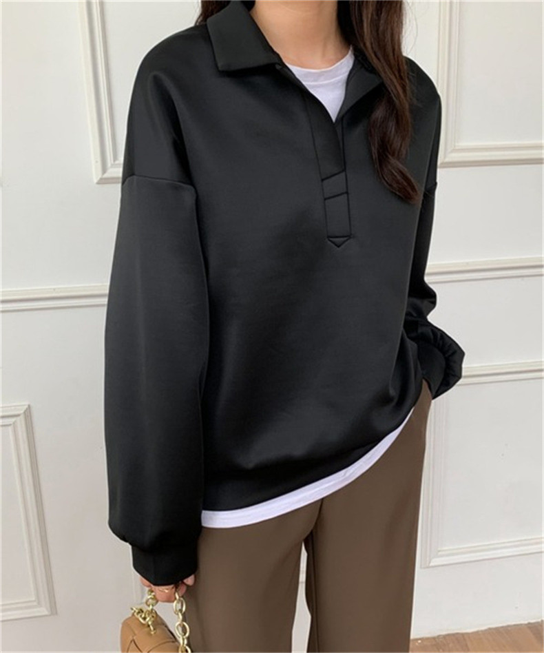 エアレイヤースウェットシャツ日本と韓国スタイルのカジュアルスペースコットンラペルトップ ゆったりとしたデザイン  