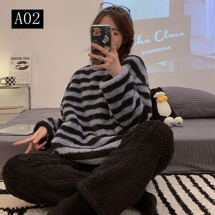 パジャマ レディース ルームウェア 長袖 寝巻 冬用 柔らかい 部屋着 暖かい カジュアル 厚手 可愛い あったか 着心地 もこもこ ゆったり 上下セット 暖か 