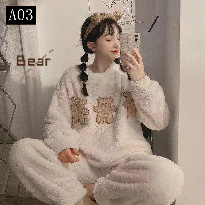 パジャマ レディース ルームウェア 長袖 寝巻 冬用 柔らかい 部屋着 暖かい カジュアル 厚手 可愛い あったか 着心地 もこもこ ゆったり 上下セット 暖か 