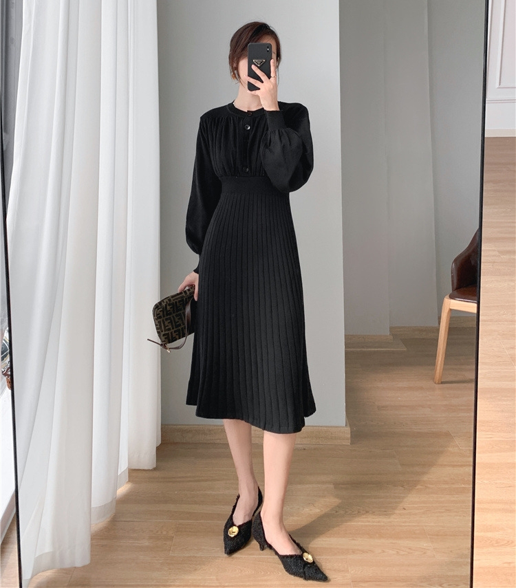 リブニットワンピース レディース ロングワンピ 春秋冬 長袖 無地 20代 着痩せ シンプル 30代 オシャレ結婚式ドレス 40代 通勤OL 