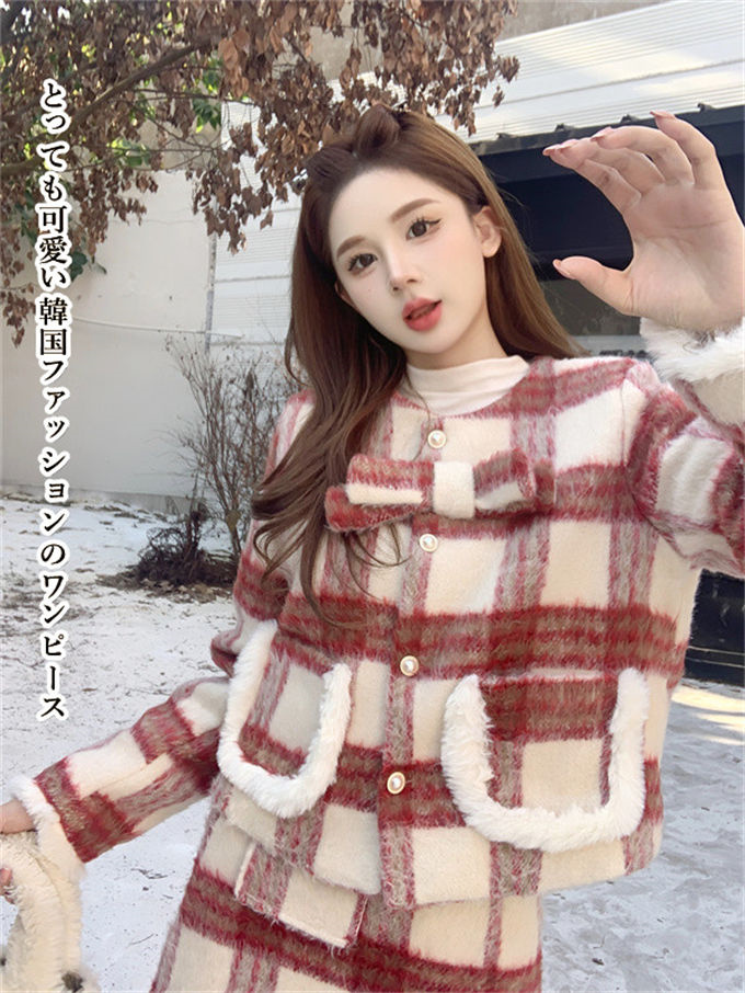 ツイード レディース アウター 中綿コート 中綿入り スカート 秋冬 オフィス ジャケット 膝上 タイトスカート アウター ひざ下 ミモレ丈 あたたかい通勤 スーツ 