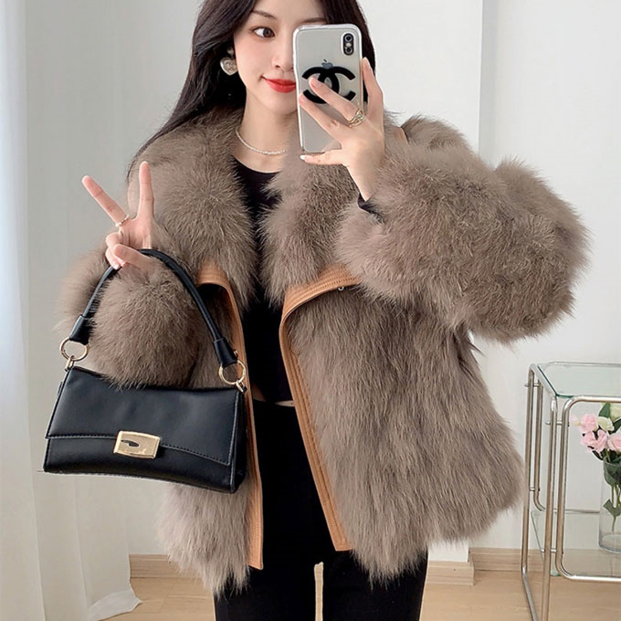 ファーコート レディース 毛皮コート フォックス レディースファー フェイクファー 冬服 大衿ロッグジャケット きれいめ 防寒 暖かい ショートコート 