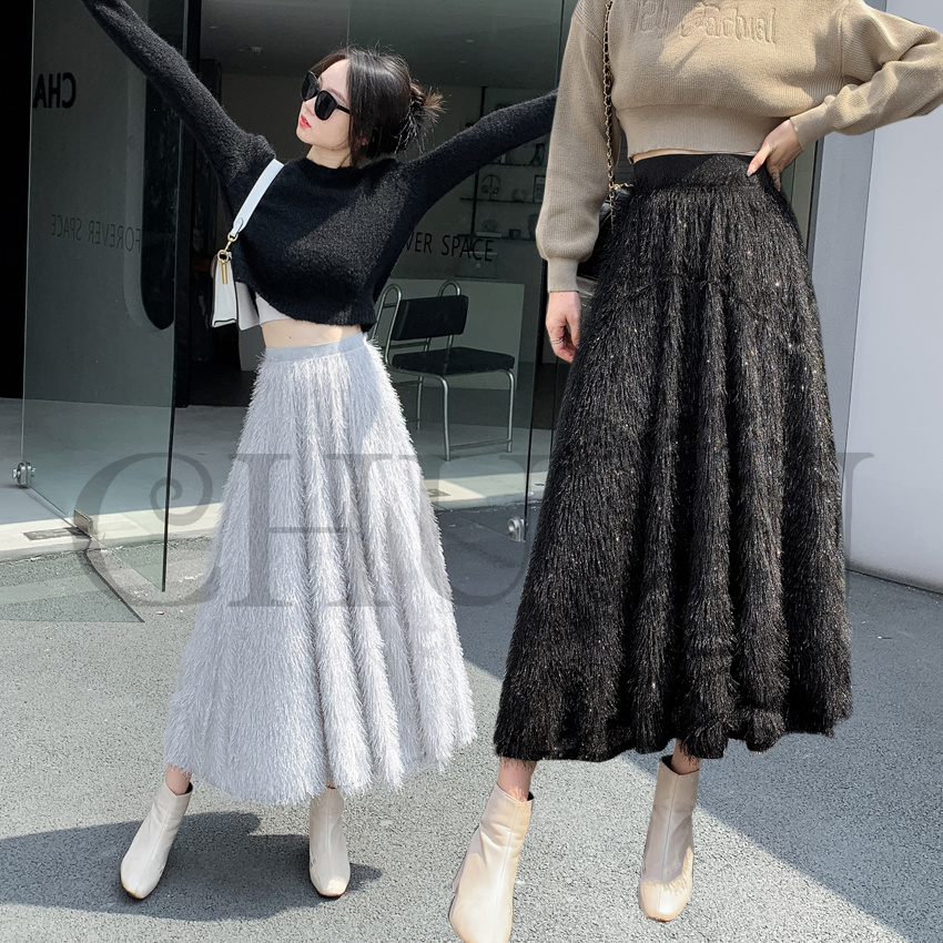 フリンジスカート ロングスカート フリンジ春夏パーティー スカート入学式卒業式 Aラインスカート ボウエストゴム 旅行 カジュアル 通勤 リゾート 