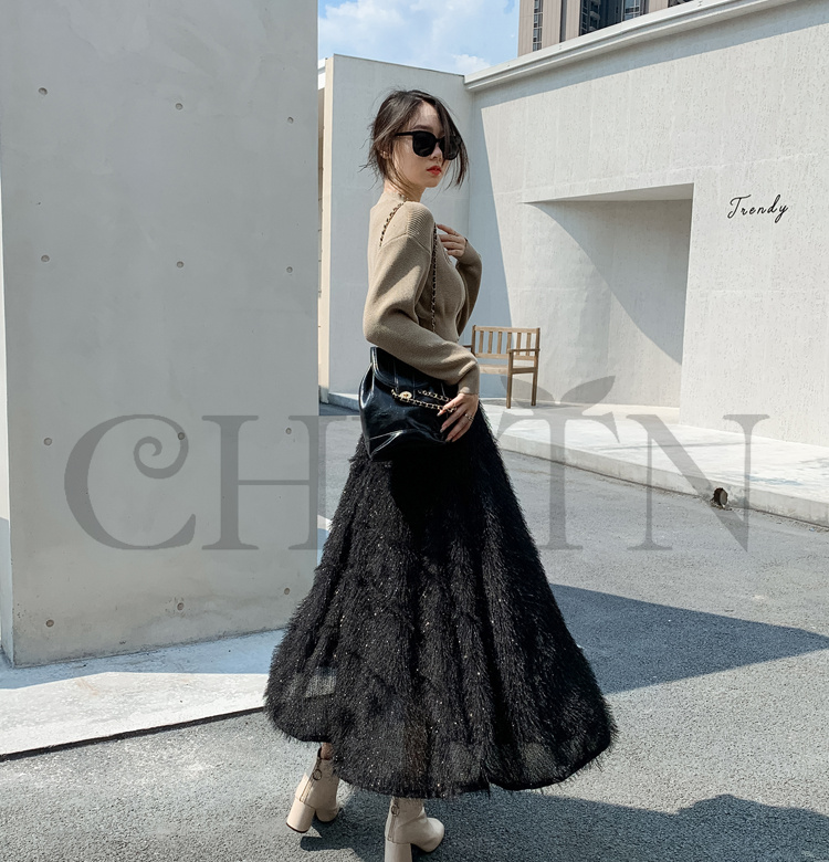 フリンジスカート ロングスカート フリンジ春夏パーティー スカート入学式卒業式 Aラインスカート ボウエストゴム 旅行 カジュアル 通勤 リゾート 