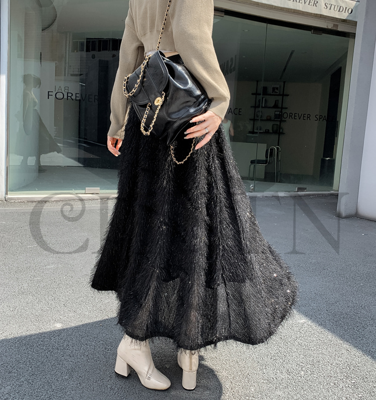 フリンジスカート ロングスカート フリンジ春夏パーティー スカート入学式卒業式 Aラインスカート ボウエストゴム 旅行 カジュアル 通勤 リゾート 