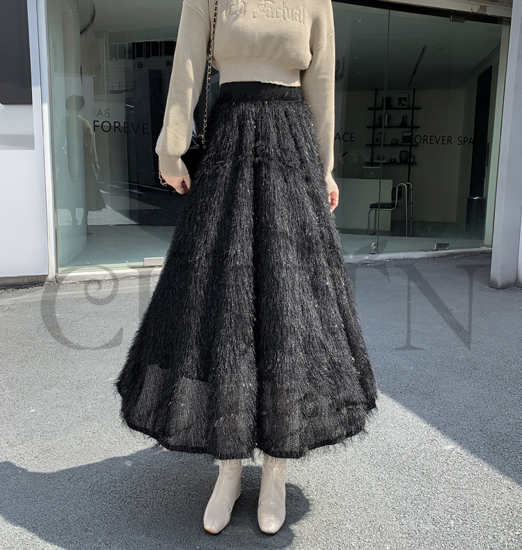 フリンジスカート ロングスカート フリンジ春夏パーティー スカート入学式卒業式 Aラインスカート ボウエストゴム 旅行 カジュアル 通勤 リゾート 