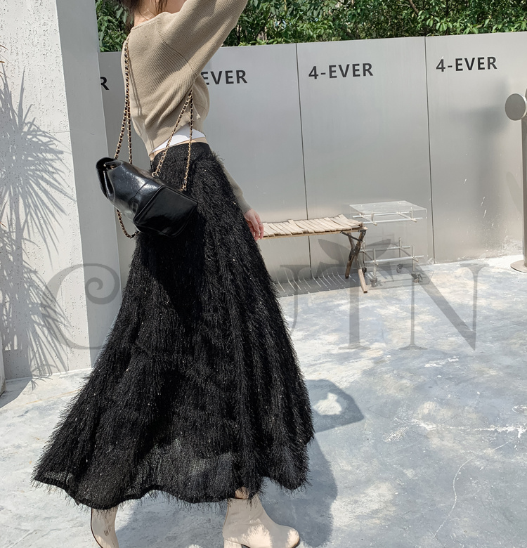 フリンジスカート ロングスカート フリンジ春夏パーティー スカート入学式卒業式 Aラインスカート ボウエストゴム 旅行 カジュアル 通勤 リゾート 