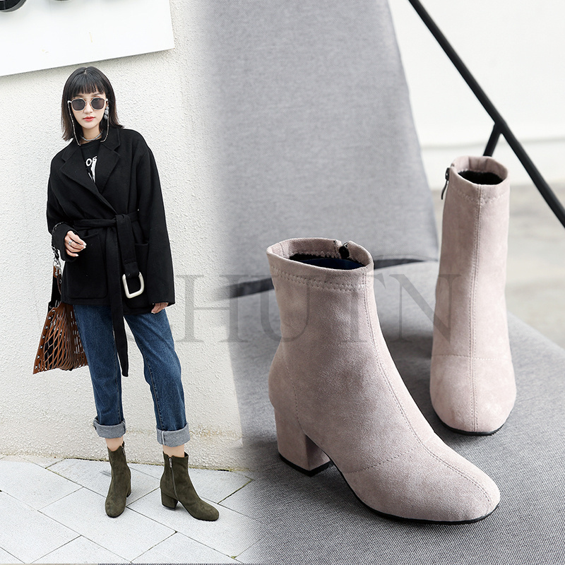 ショートブーツ黒ブーティー歩きやすいショートブーツ内ボア太ヒール袴用ブーツ ハイヒールスエードブーツ入学式卒業式 通勤 OL おしゃれ 靴 秋冬大きいサイズ 