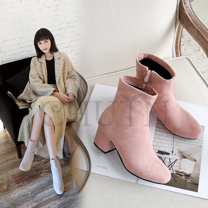 ショートブーツ黒ブーティー歩きやすいショートブーツ内ボア太ヒール袴用ブーツ ハイヒールスエードブーツ入学式卒業式 通勤 OL おしゃれ 靴 秋冬大きいサイズ 