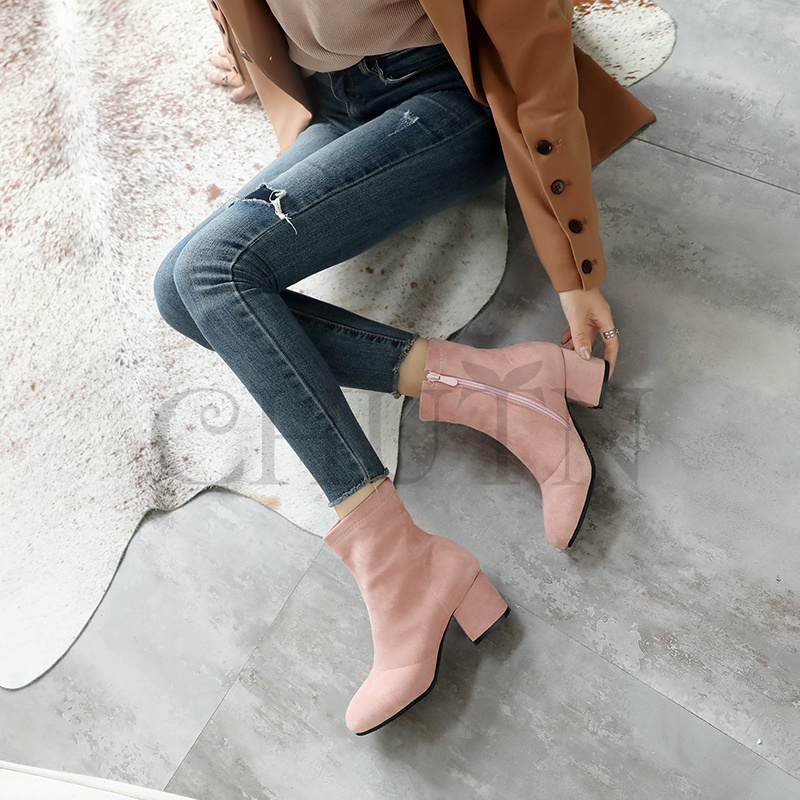 ショートブーツ黒ブーティー歩きやすいショートブーツ内ボア太ヒール袴用ブーツ ハイヒールスエードブーツ入学式卒業式 通勤 OL おしゃれ 靴 秋冬大きいサイズ 