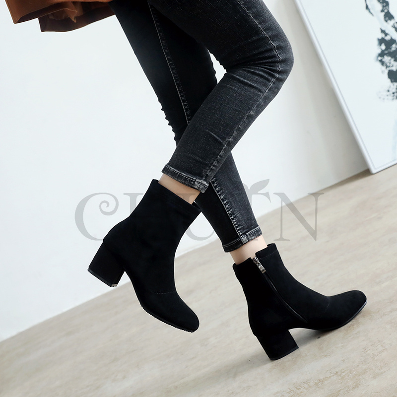 ショートブーツ黒ブーティー歩きやすいショートブーツ内ボア太ヒール袴用ブーツ ハイヒールスエードブーツ入学式卒業式 通勤 OL おしゃれ 靴 秋冬大きいサイズ 